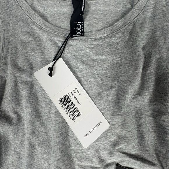 NWT bobi x Revolve Shirred Tank Dress Heather Gray Bodycon Ruched Mini Small - Picture 3 of 6